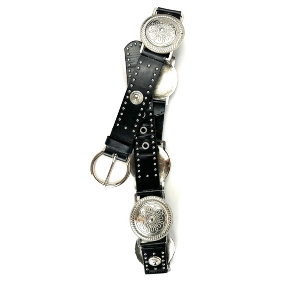 Vintage ‘Mudd’ Y2K Leather and Metal Silver Medallions Belt - Western - M/L - Picture 7 of 10